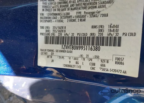 2009 Ford Mustang z USA, uszkodzony, nr VIN 1ZVHT80N995116380